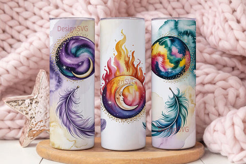Celestial Watercolor 20oz Tumbler Wrap Sublimation DesignSVG 