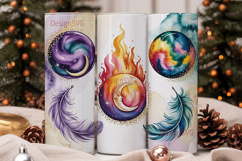 Celestial Watercolor 20oz Tumbler Wrap Sublimation DesignSVG 