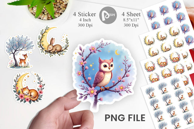 Celestial Watercolor Animals Sticker Sublimation artnoy 