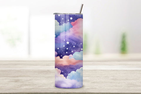 Celestial Watercolor Sky Tumbler Wrap, Seamless Tumbler Wrap Sublimation FloridPrintables 