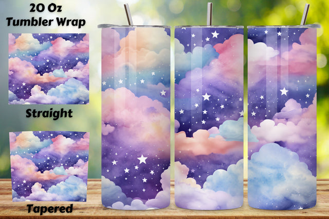 Celestial Watercolor Sky Tumbler Wrap, Seamless Tumbler Wrap Sublimation FloridPrintables 