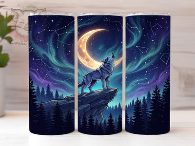 Celestial Wolf Moon 20oz Tumbler, Celestial Wolf, Wolf Moon, Celestial Moon, Wolf Tumbler, 20oz Tumbler, Moon Tumbler, Tumbler Wrap Sublimation Lara' s Designs 