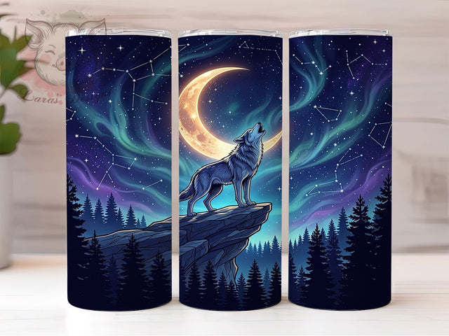 Celestial Wolf Moon 20oz Tumbler, Celestial Wolf, Wolf Moon, Celestial Moon, Wolf Tumbler, 20oz Tumbler, Moon Tumbler, Tumbler Wrap Sublimation Lara' s Designs 