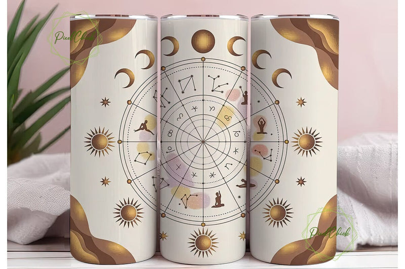 Celestial Yoga Astrology Tumbler Wrap Sublimation PixelChick 