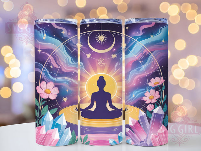 Celestial Yoga Meditation Tumbler, Spiritual Yoga Pattern, Cosmic Yoga Design, 20Oz Sublimation Wrap, Mystic Celestial Art, Meditation Galaxy Texture, Tumbler Sublimation Sublimation SvggirlplusArt 