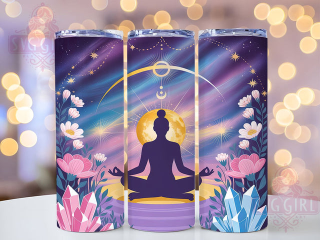 Celestial Yoga Meditation Tumbler, Spiritual Yoga Pattern, Cosmic Yoga Design, 20Oz Sublimation Wrap, Mystic Celestial Art, Meditation Galaxy Texture, Tumbler Sublimation Sublimation SvggirlplusArt 