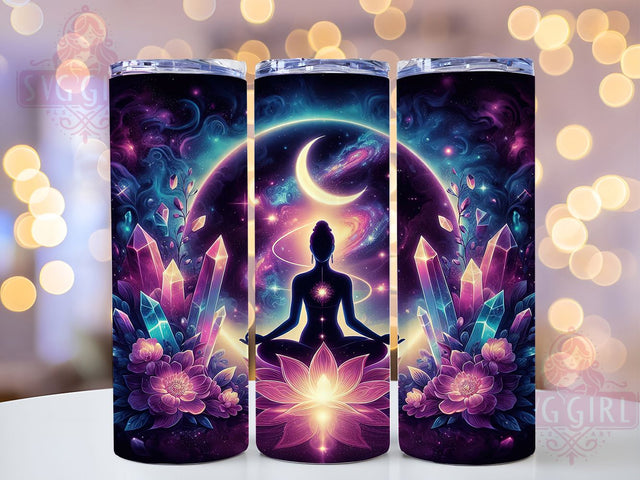 Celestial Yoga Meditation Tumbler, Spiritual Yoga Pattern, Cosmic Yoga Design, 20Oz Sublimation Wrap, Mystic Celestial Art, Meditation Galaxy Texture, Tumbler Sublimation Sublimation SvggirlplusArt 