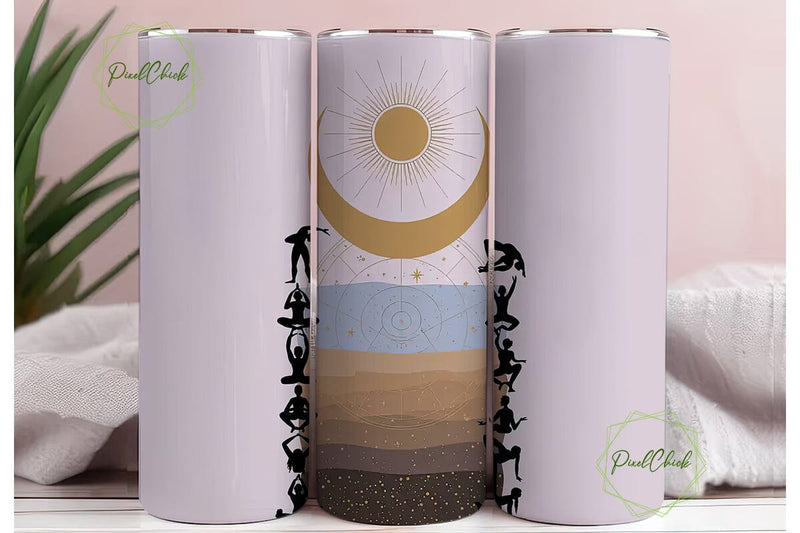 Celestial Yoga Poses 20oz Tumbler Wrap Sublimation PixelChick 