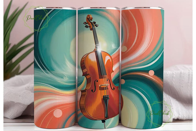 Cello on Swirls 20oz Tumbler Wrap Sublimation PixelChick 