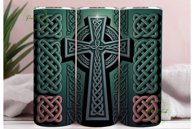 Celtic Cross 20oz Tumbler Wrap Sublimation PixelChick 