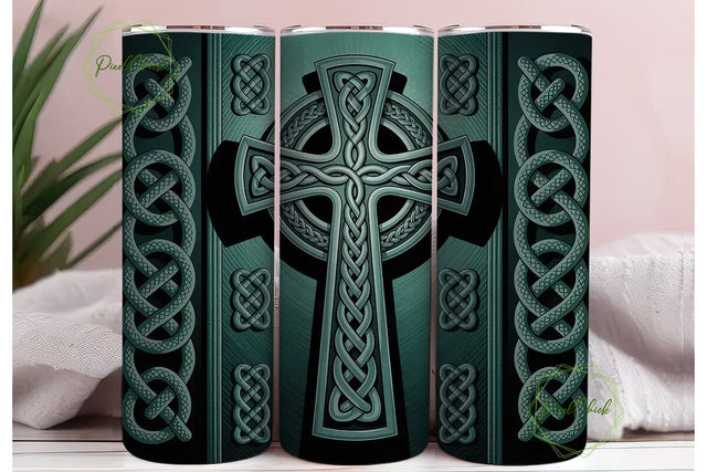 Celtic Cross 20oz Tumbler Wrap Sublimation PixelChick 