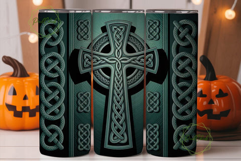 Celtic Cross 20oz Tumbler Wrap Sublimation PixelChick 