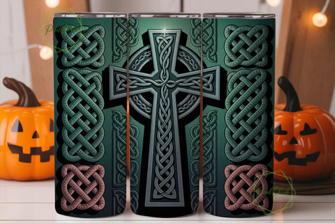 Celtic Cross 20oz Tumbler Wrap Sublimation PixelChick 