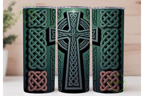 Celtic Cross 20oz Tumbler Wrap Sublimation PixelChick 