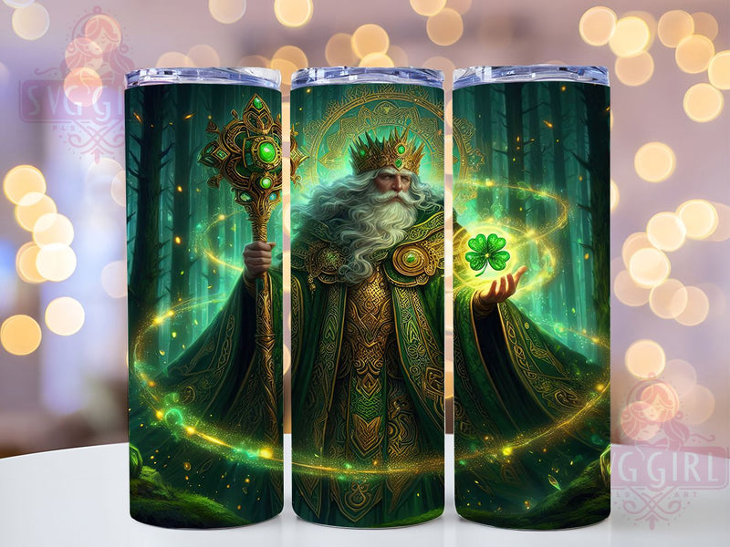 Celtic Green Wizard Tumbler, Celtic Magic Tumbler, Stylish 20oz Wrap, Sublimation Design, Trendy Gift Idea, Irish Guardian Wrap, St. Patrick’s Wizard Tumbler Sublimation SvggirlplusArt 