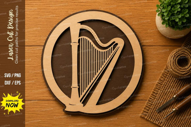 Celtic Harp Music Instrument Laser Cut SVG File SVG Regulrcrative 
