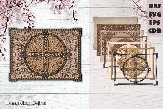 Celtic knot layered mandala svg Rectangular mandala Slavic design SVG LanaMagDigital 