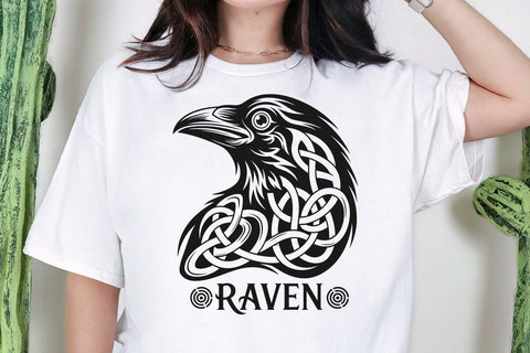 Celtic Raven Vector Illustration, Raven SVG, Raven PNG, JPG, Raven Art, Raven Clipart, Cut File, Raven Silhouette, Celtic Bird, Mystic Raven SVG DesignDestine 