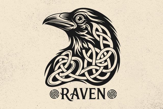 Celtic Raven Vector Illustration, Raven SVG, Raven PNG, JPG, Raven Art, Raven Clipart, Cut File, Raven Silhouette, Celtic Bird, Mystic Raven SVG DesignDestine 