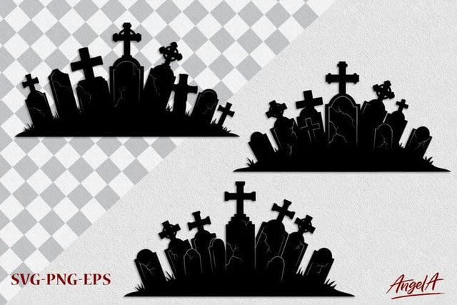 Cemetery silhouette Halloween clipart SVG SVG Angelina Semenova 