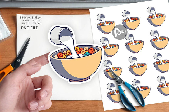 Cereal Bowl with Milk Sticker Sublimation artnoy 