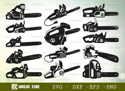 Chain Saw SVG-Hat Wood Cutting Machine Silhouette Cut File Bundle SVG Unique Zone 