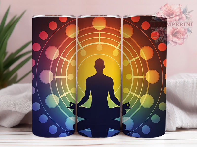 Chakra Healing Boho Yoga Tumbler, Meditation Wrap Design, 20Oz Sublimation Cup, Spiritual Chakra Drinkware, Mindfulness Yoga Gift, Boho Meditation Tumbler, Healing Energy Cup Sublimation Li Zamperini 