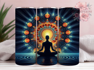 Chakra Healing Boho Yoga Tumbler, Meditation Wrap Design, 20Oz Sublimation Cup, Spiritual Chakra Drinkware, Mindfulness Yoga Gift, Boho Meditation Tumbler, Healing Energy Cup Sublimation Li Zamperini 