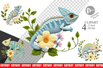 Chameleon Embroidery Clipart Sublimation artnoy 