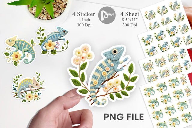 Chameleon Embroidery Sticker Sublimation artnoy 