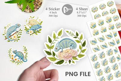 Chameleon Embroidery Sticker Sublimation artnoy 