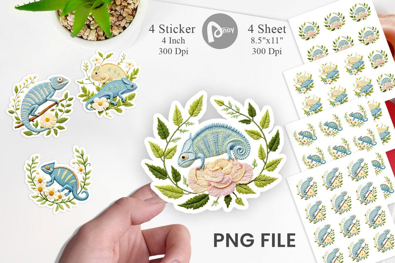 Chameleon Embroidery Sticker Sublimation artnoy 