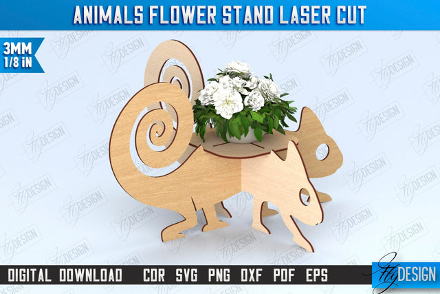 Chameleon Flower Stand | Garden Design | Home Decor | Flower Holder | CNC File SVG Fly Design 
