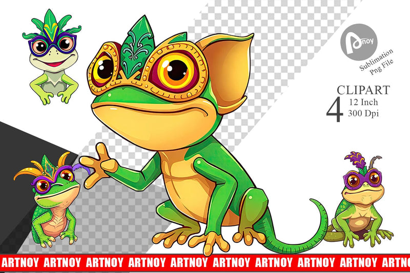 Chameleon Mardi Gras Clipart Sublimation artnoy 