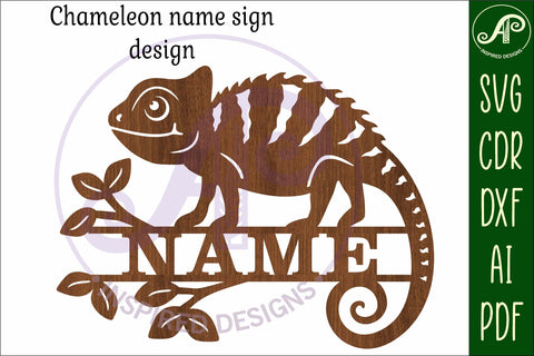 Chameleon shape name sign svg laser cut file SVG APInspireddesigns 