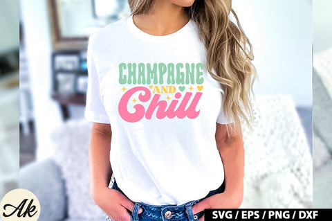 Champagne and chill Retro SVG SVG akazaddesign 