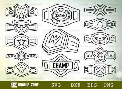Championship Belt SVG-Champ Belt Outline Cut File Bundle SVG Unique Zone 