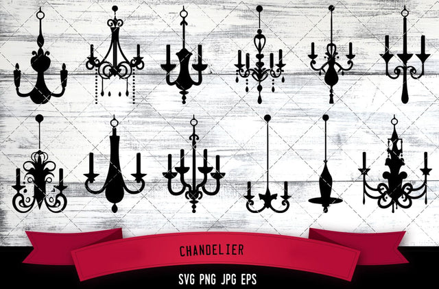 Chandelier Vector Bundle - JPG, SVG, PNG, EPS - Digital Download with Commercial License for Cricut, Silhouette, Scan N Cut Crafting SVG Loveleen Kaur 