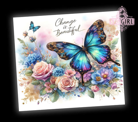Change is Beautiful Christian Bible Verse 20oz Tumbler Wrap Sublimation Design, Straight Tapered Tumbler Wrap, Butterfly Religious Tumbler Png, Instant Digital Download Sublimation SvggirlplusArt 
