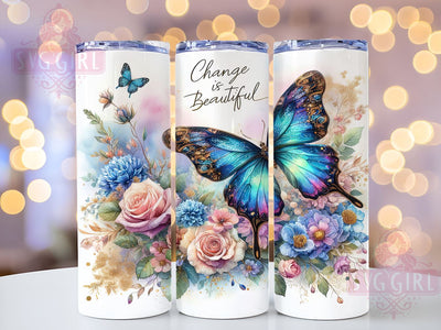 Change is Beautiful Christian Bible Verse 20oz Tumbler Wrap Sublimation Design, Straight Tapered Tumbler Wrap, Butterfly Religious Tumbler Png, Instant Digital Download Sublimation SvggirlplusArt 