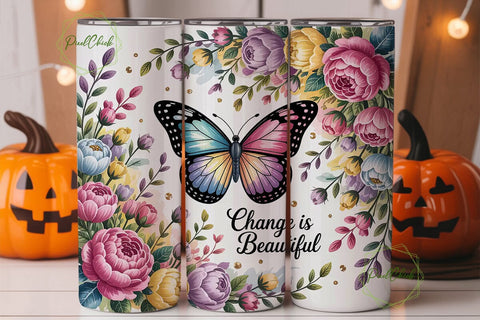 Change Is Beautiful Tumbler Wrap PNG Sublimation PixelChick 
