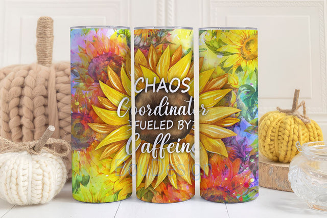 Chaos Coordinator 20oz Skinny Tumbler Sublimation Design Digital Download PNG Instant, Coffee Humor Tumbler Wrap Sublimation BouDesign 