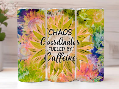 Chaos Coordinator 20oz Tumbler Png, Straight & Tapered Tumbler Png, Sunflowers Tumbler Png, Digital Download PNG Sublimation Lara' s Designs 