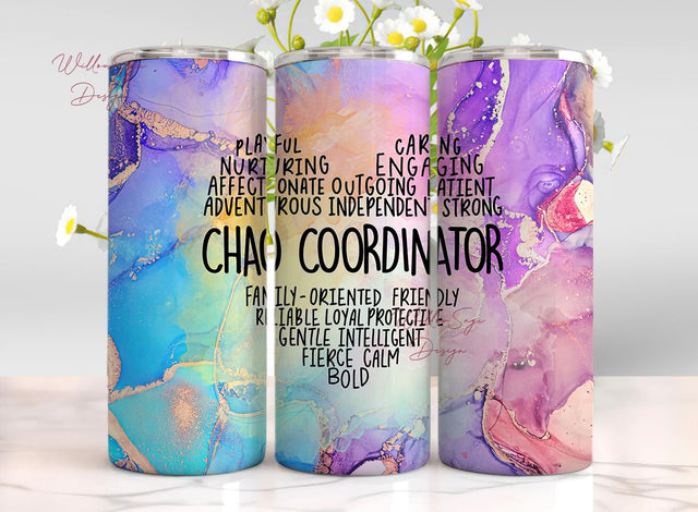 chaos coordinator tumbler Sublimation wraps 20oz Tumbler PNG skinny tumbler digital download , teacher appreciation gift Sublimation WillowSageDesign 