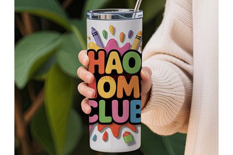 Chaos Moms Club 20oz Tumbler Wrap Sublimation DesignSVG 