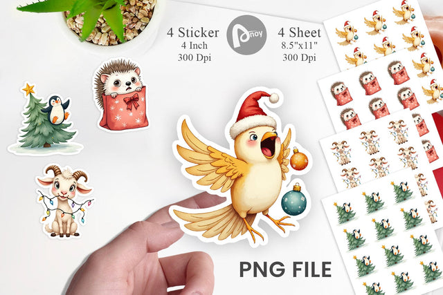 Chaotic Christmas Animals Sticker Sublimation artnoy 