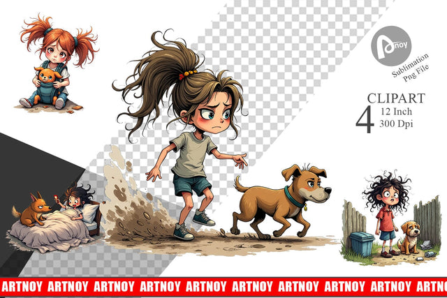 Chaotic Girl Dog Clipart Sublimation artnoy 