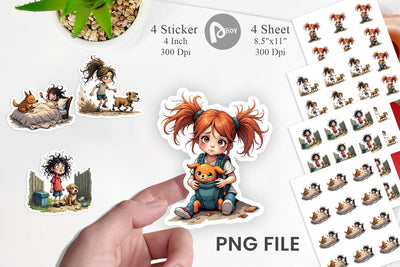 Chaotic Girl Dog Sticker Sublimation artnoy 