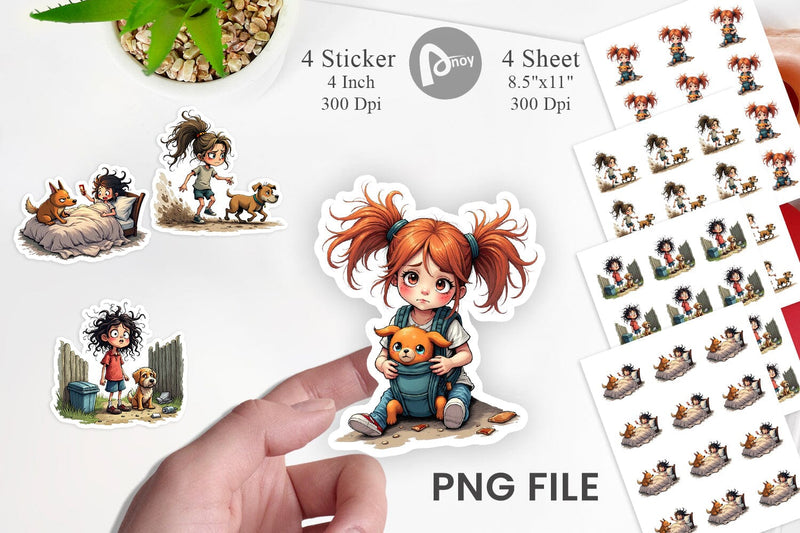 Chaotic Girl Dog Sticker Sublimation artnoy 