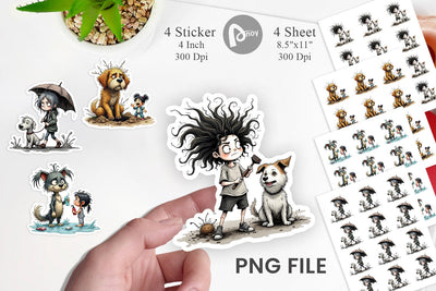 Chaotic Girl Dog Sticker Sublimation artnoy 